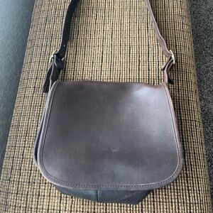 Vintage Coach Brown Leather Saddle Bag